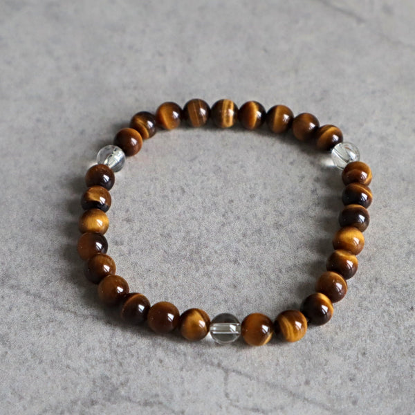 Yellow Tiger Eye and Clear Quartz Bracelet
