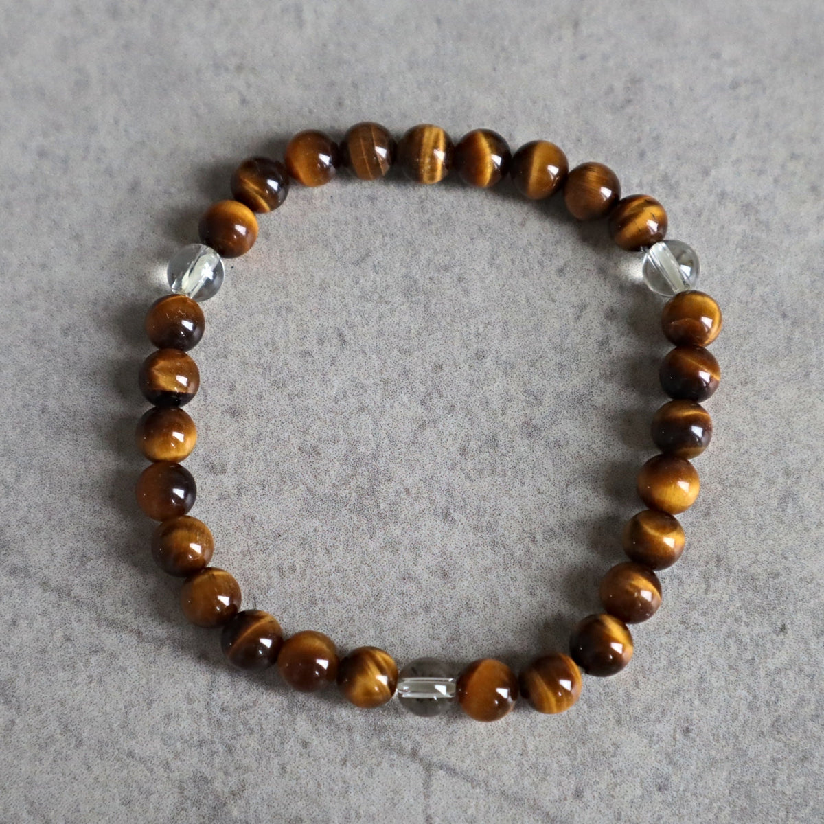 Yellow Tiger Eye and Clear Quartz Bracelet