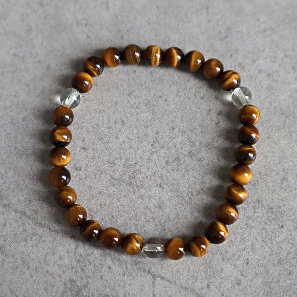 Yellow Tiger Eye and Clear Quartz Bracelet