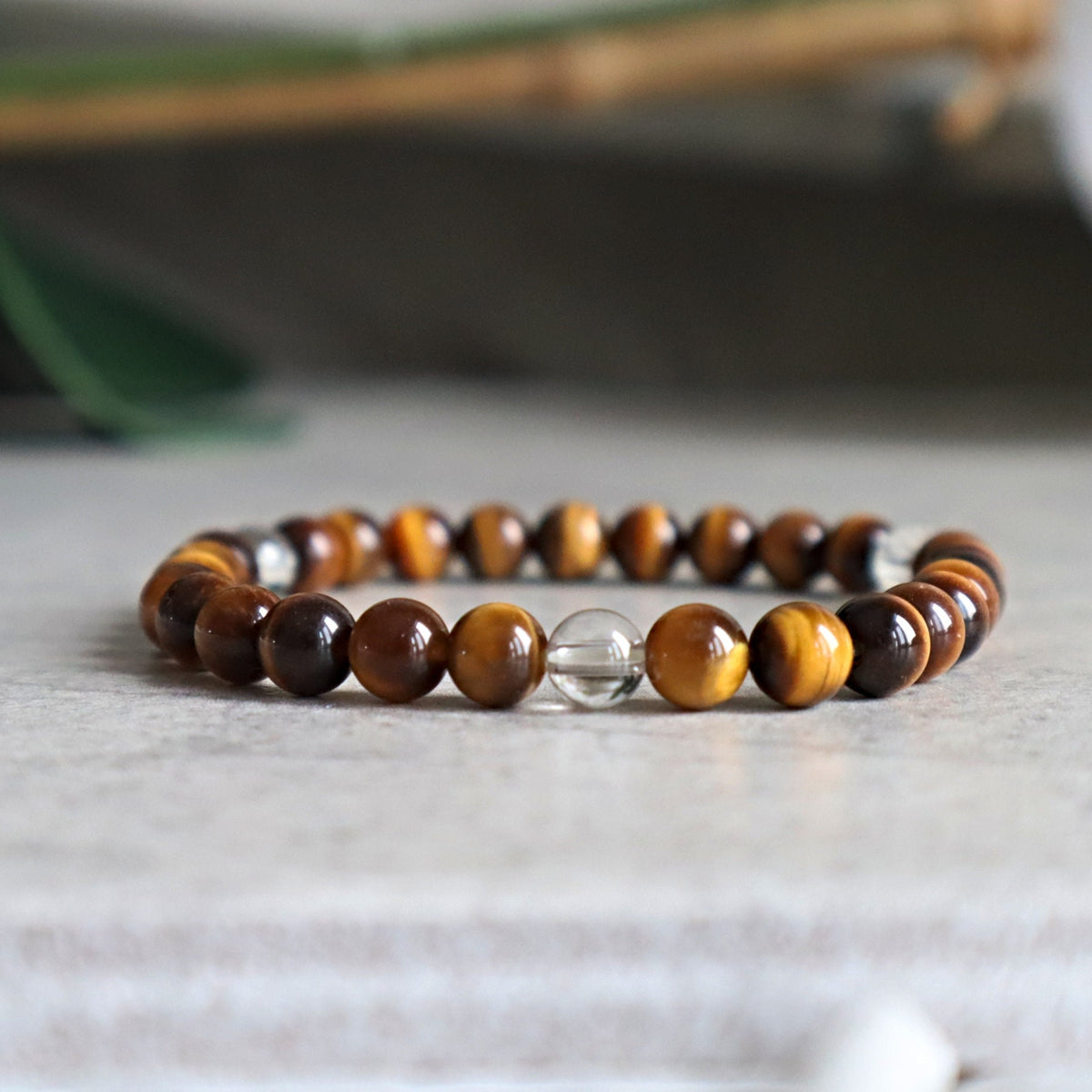 Yellow Tiger Eye and Clear Quartz Bracelet