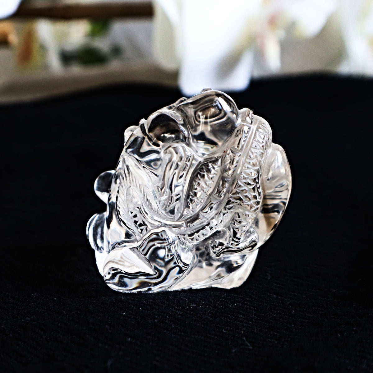Hand Carved Clear Quartz Dragon: Feng Shui Decor Gift