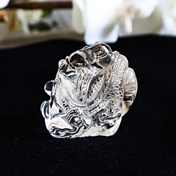 Hand Carved Clear Quartz Dragon: Feng Shui Decor Gift