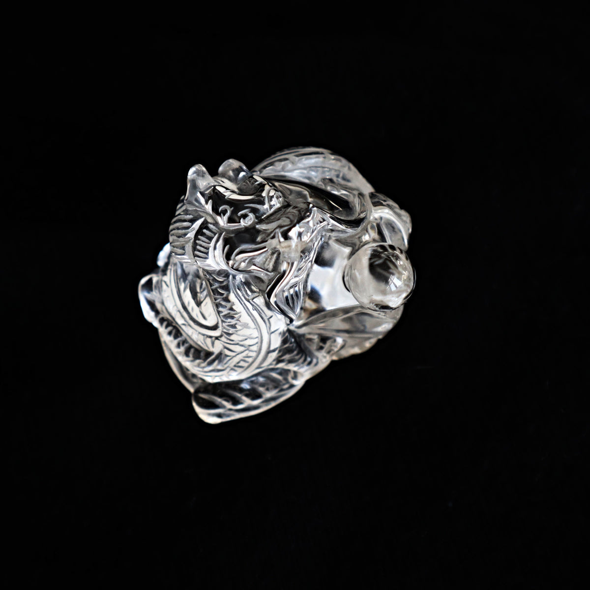 Hand Carved Clear Quartz Dragon: Feng Shui Decor Gift