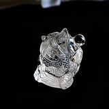 Hand Carved Clear Quartz Dragon: Feng Shui Decor Gift