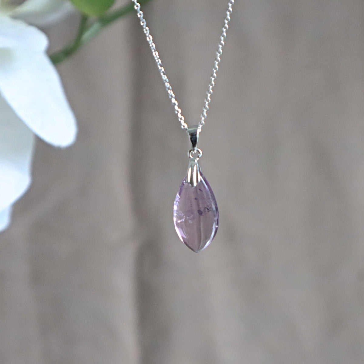 Amethyst pendant necklace in sterling silver