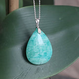 Russian Amazonite Pendant Necklace Sterling Silver for women