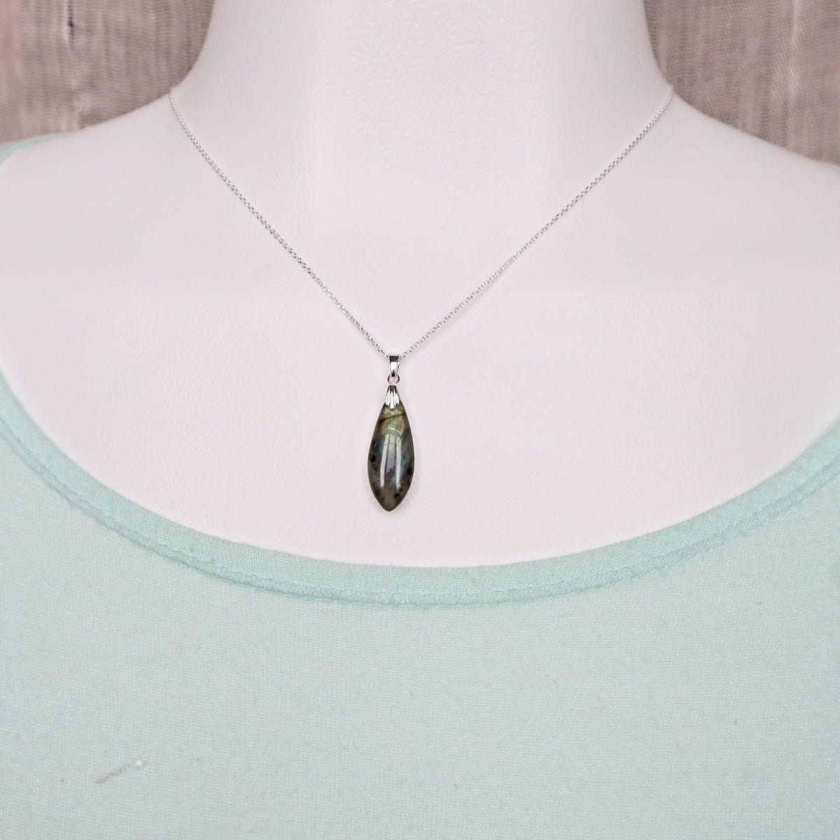 Labradorite Pendant Necklace Sterling Silver