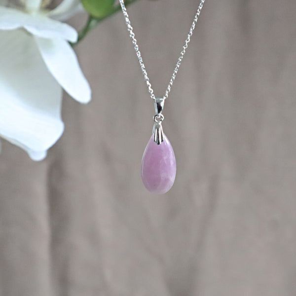 Kunzite pendant, sterling silver