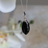 black spinel necklace silver
