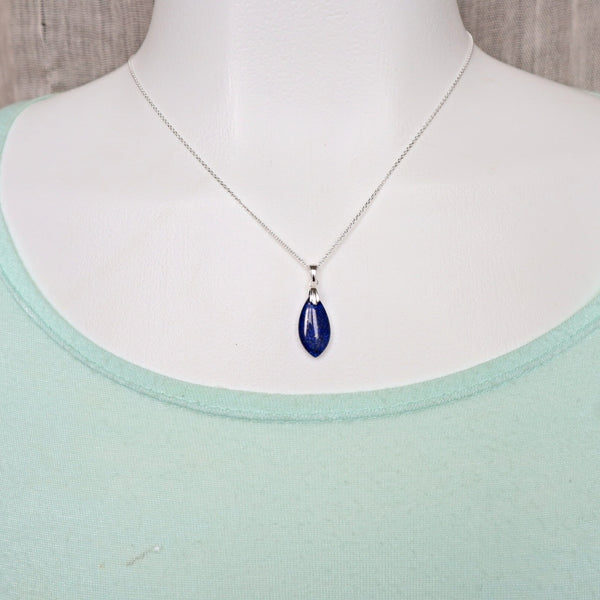 Lapis Pendant Necklace Sterling Silver Throat Chakra