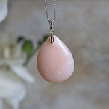 Pink Opal Pendant Necklace Sterling Silver for emotional healing
