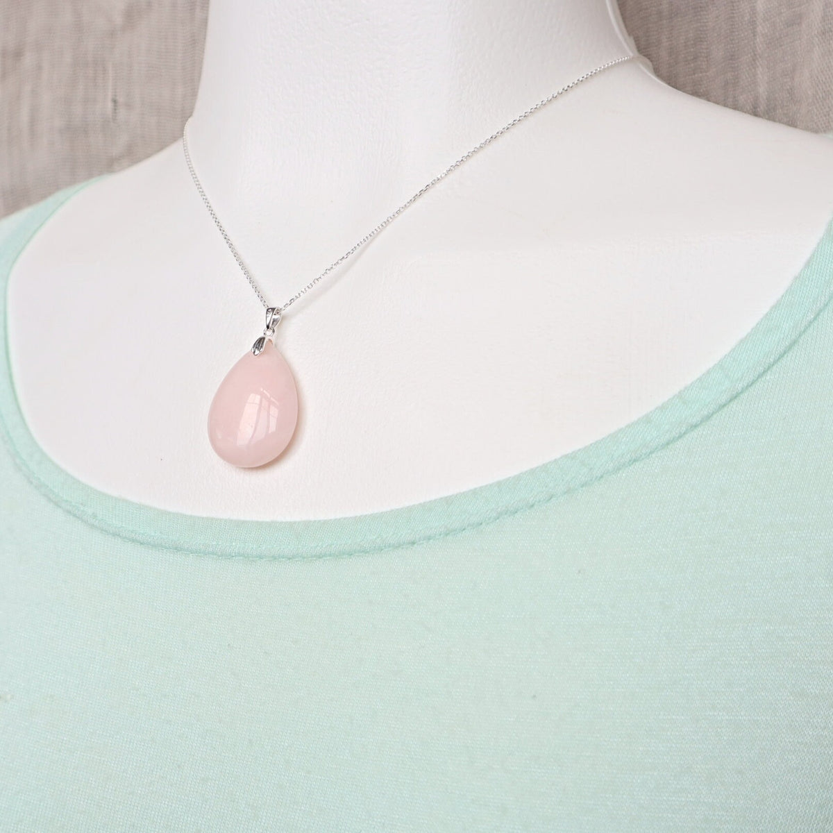 Pink Opal Pendant Necklace Sterling Silver for emotional healing