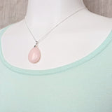 Pink Opal Pendant Necklace Sterling Silver for emotional healing