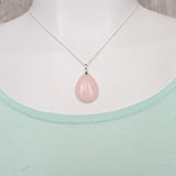 Pink Opal Pendant Necklace Sterling Silver for emotional healing