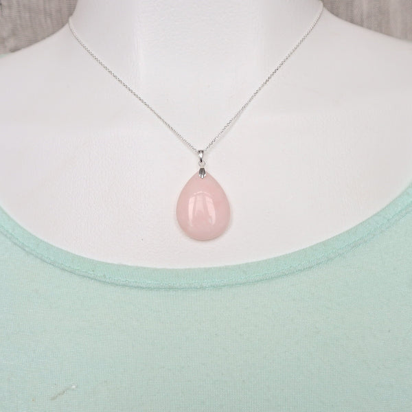 Pink Opal Pendant Necklace Sterling Silver for emotional healing