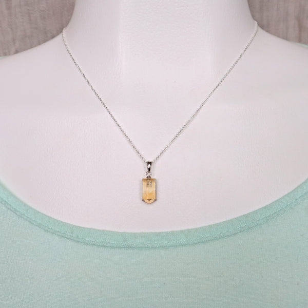Citrine Pendant Necklace Sterling Silver solar plexus chakra