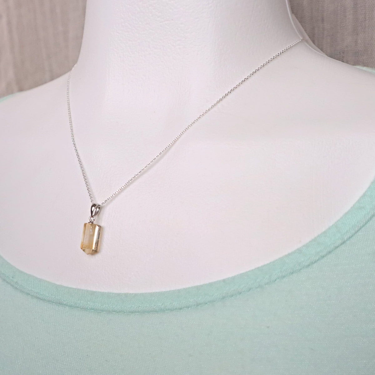 Citrine Pendant Necklace Sterling Silver solar plexus chakra