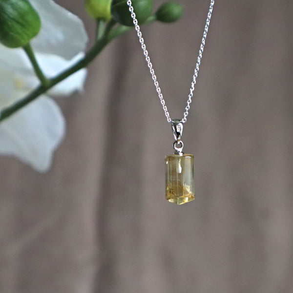 Citrine Pendant Necklace Sterling Silver solar plexus chakra