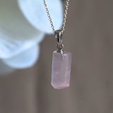 Rose Quartz Pendant Necklace Sterling Silver