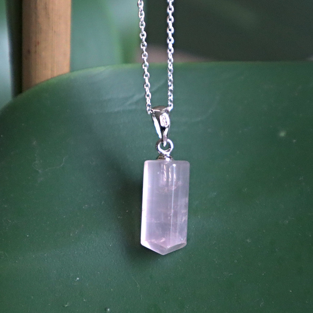 Rose Quartz Pendant Necklace Sterling Silver