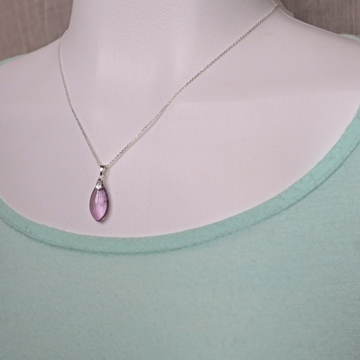 Amethyst Pendant Necklace Sterling Silver | Healing Crystal Jewelry | February Birthstone Gift