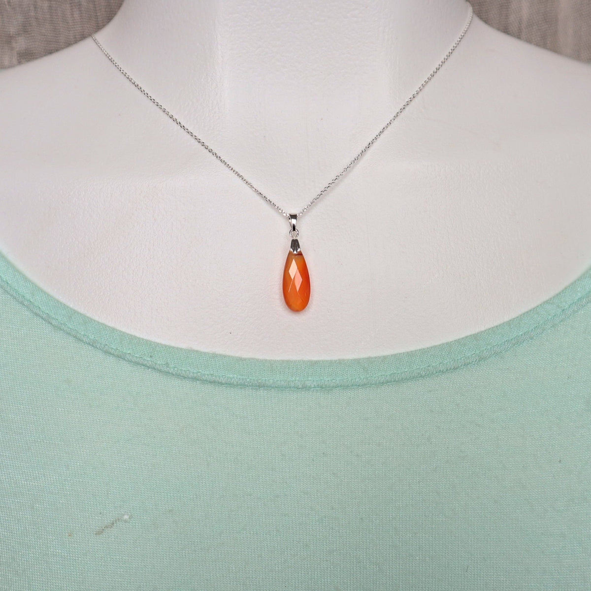 Carnelian Pendant Necklace | Sterling Silver, Confidence Crystal