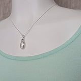 Clear Quartz Teardrop Pendant Necklace | Sterling Silver or Gold Vermeil
