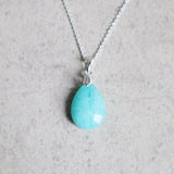 Peruvian Amazonite Pendant Necklace Sterling Silver for Women
