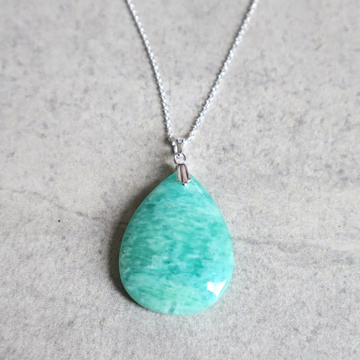 Russian Amazonite Pendant Necklace Sterling Silver for women
