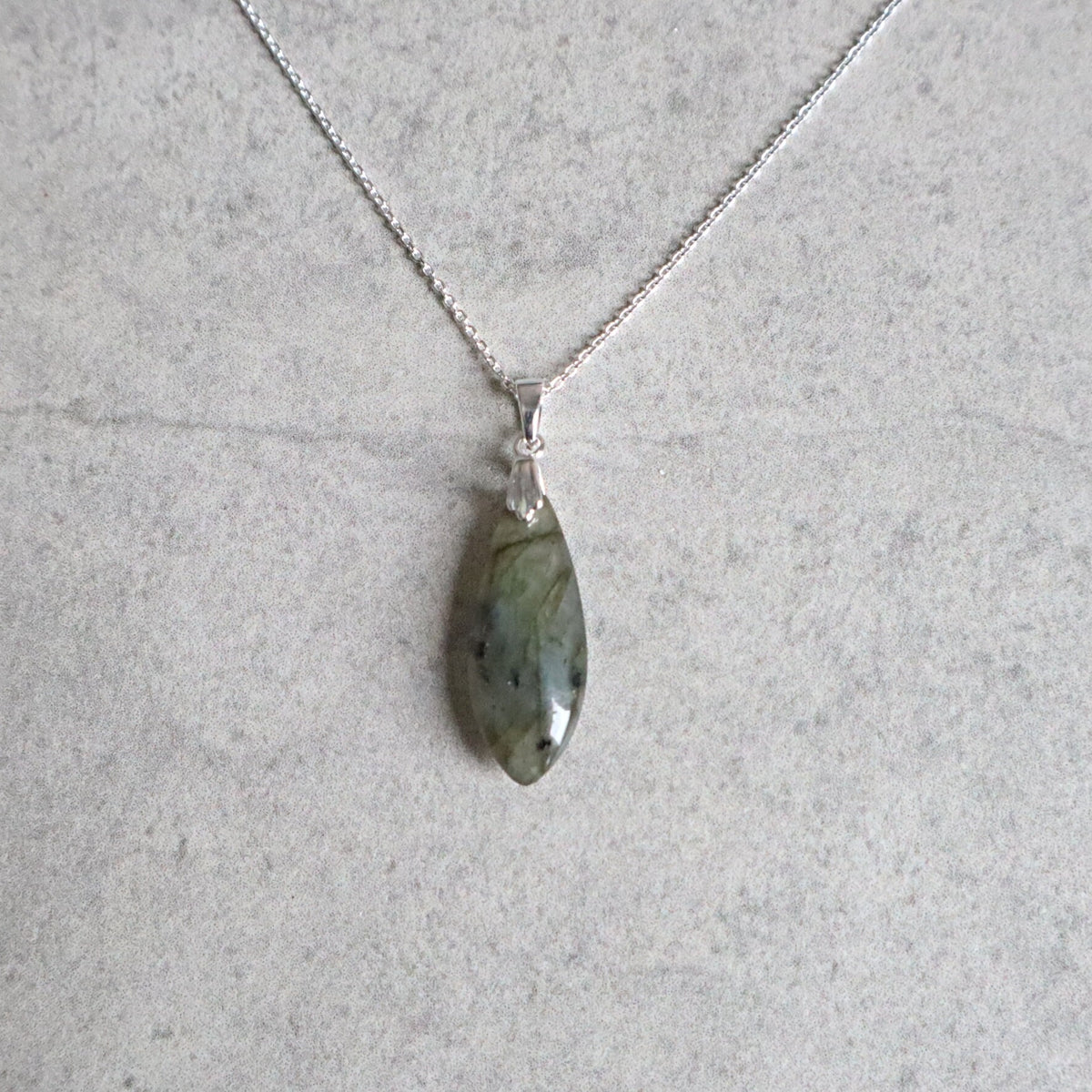 Labradorite Pendant Necklace Sterling Silver