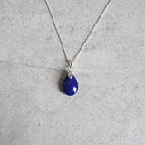 Lapis Drop Pendant Necklace Sterling Silver