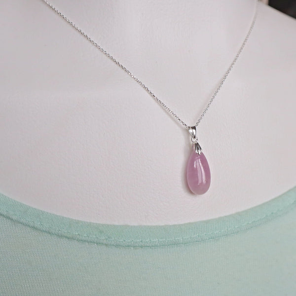 Kunzite pendant, sterling silver