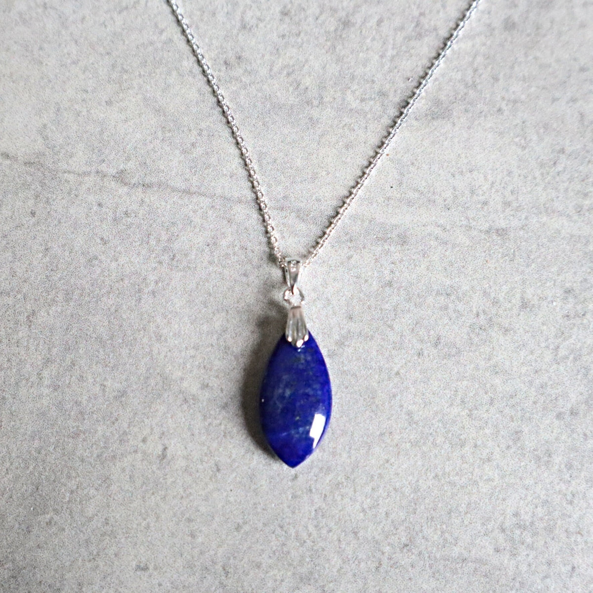 Lapis Pendant Necklace Sterling Silver Throat Chakra