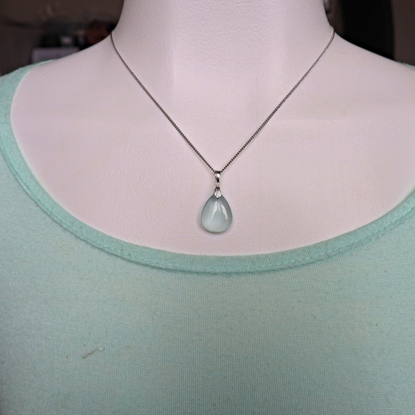 Aquamarine Pendant Necklace Sterling Silver