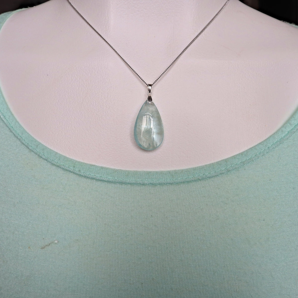 Aquamarine Pendant Necklace Sterling Silver