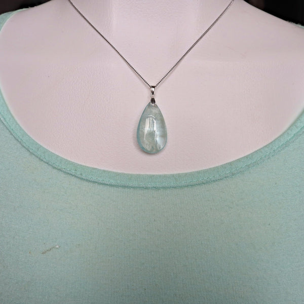 Aquamarine Pendant Necklace Sterling Silver