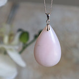 Pink Opal Pendant Necklace Sterling Silver for emotional healing