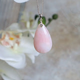 Pink Opal Pendant Necklace Sterling Silver for emotional healing