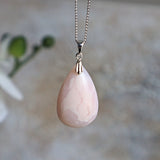 Pink Opal Pendant Necklace Sterling Silver for emotional healing