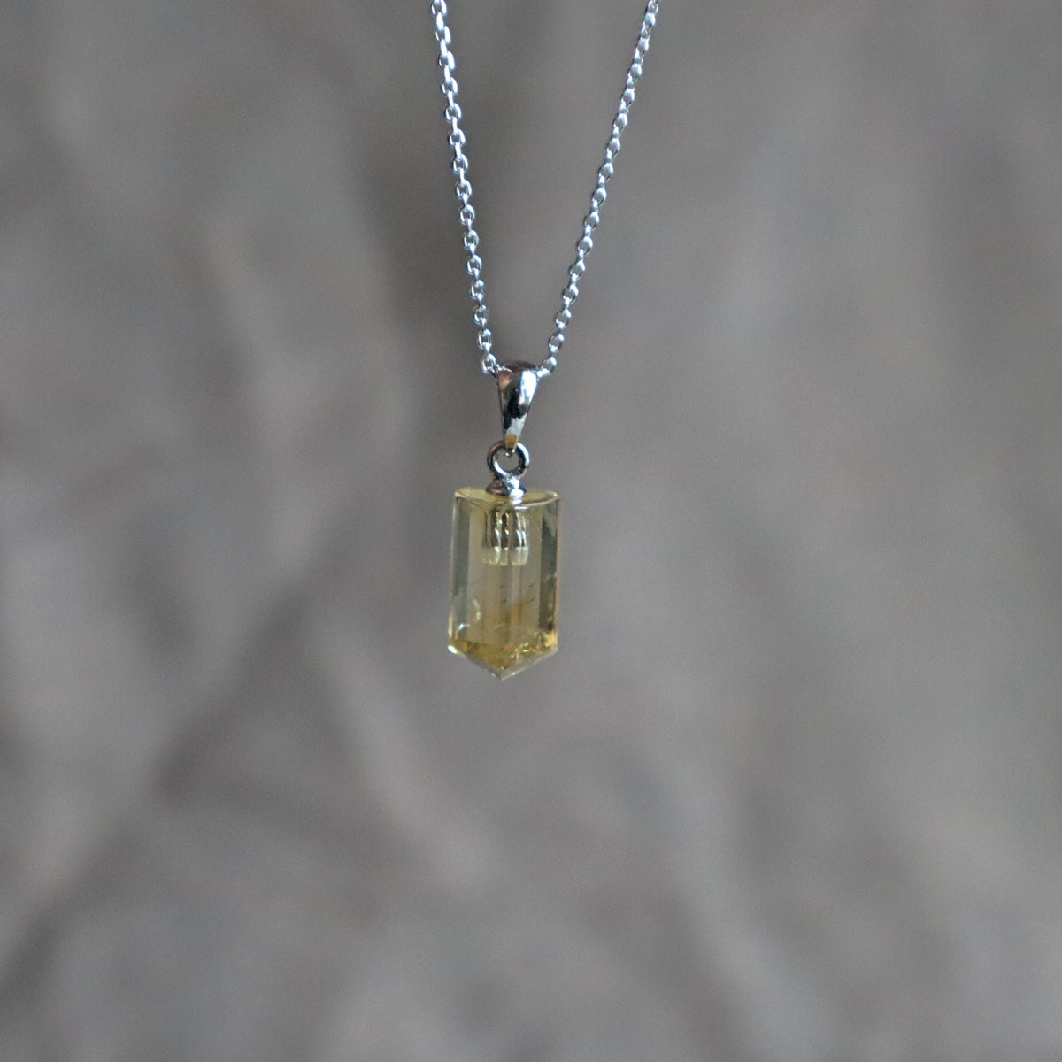 Citrine Pendant Necklace Sterling Silver solar plexus chakra