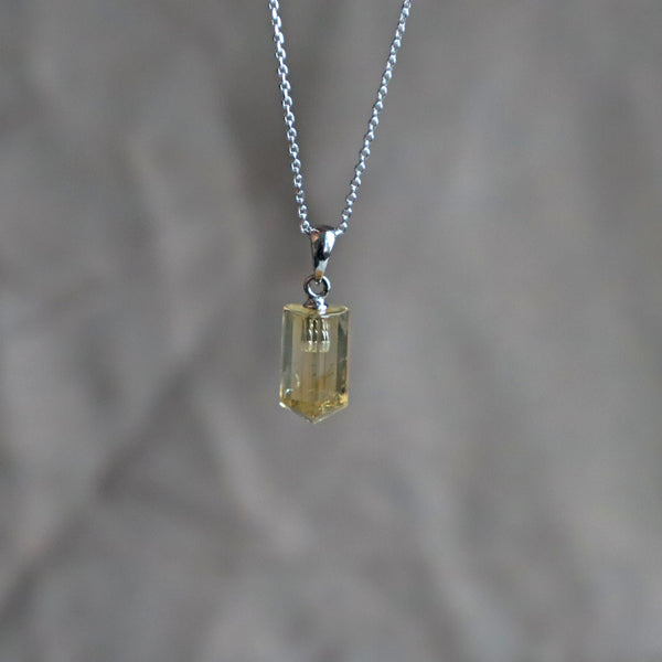 Citrine Pendant Necklace Sterling Silver solar plexus chakra