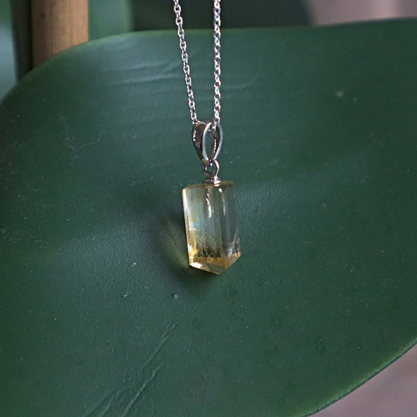 Citrine Pendant Necklace Sterling Silver solar plexus chakra