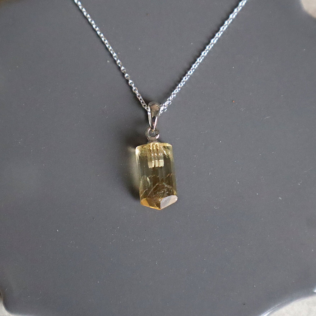 Citrine Pendant Necklace Sterling Silver solar plexus chakra
