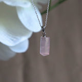 Rose Quartz Pendant Necklace Sterling Silver