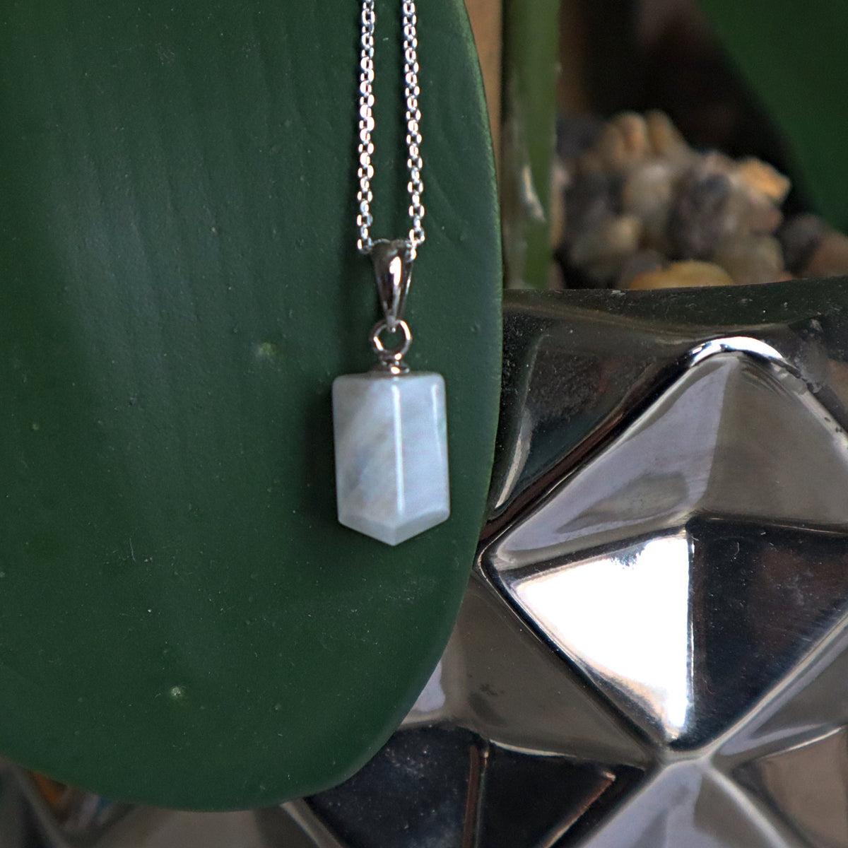 Genuine Opal Pendant Necklace Sterling Silver