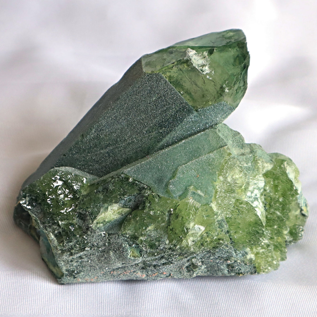 Raw Green Quartz Crystal Cluster Ghost Phantom, G2