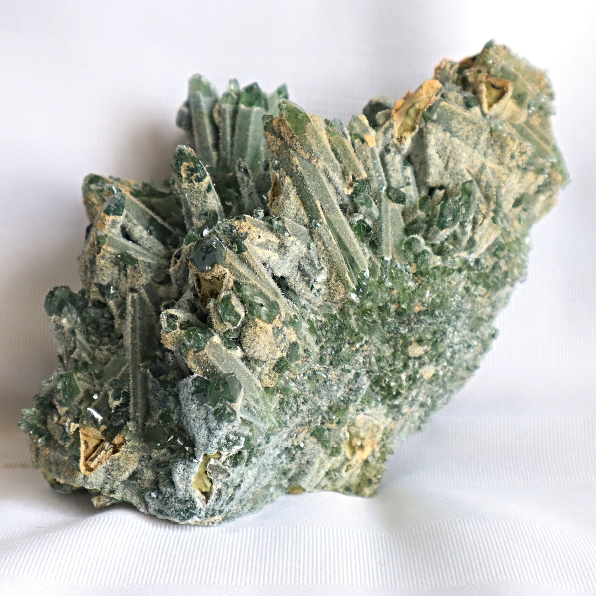 Raw Green Quartz Crystal Cluster Ghost Phantom, G3