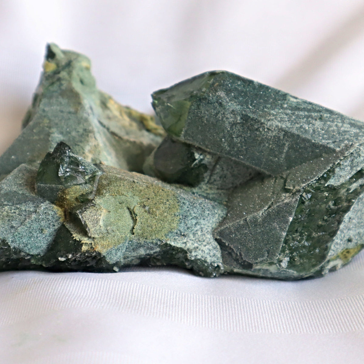 Raw Green Quartz Crystal Cluster Ghost Phantom, G5