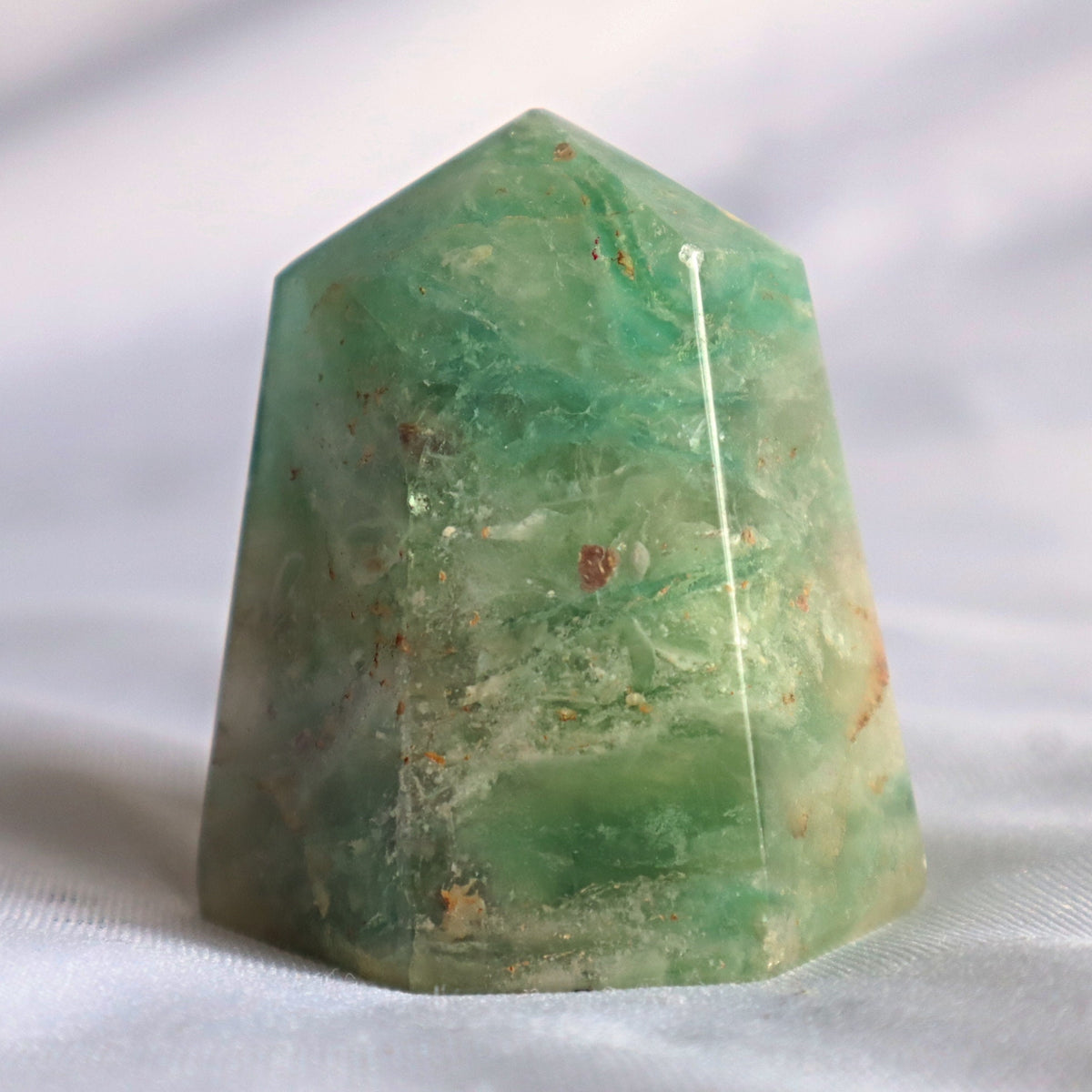 Snowflake Feather Fluorite Point Tower: Metaphysical Crystal Obelisk