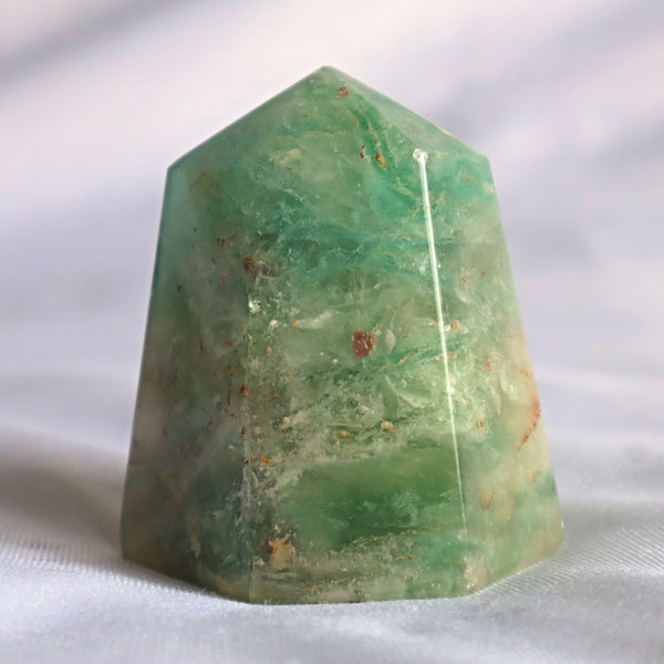 Snowflake Feather Fluorite Point Tower: Metaphysical Crystal Obelisk